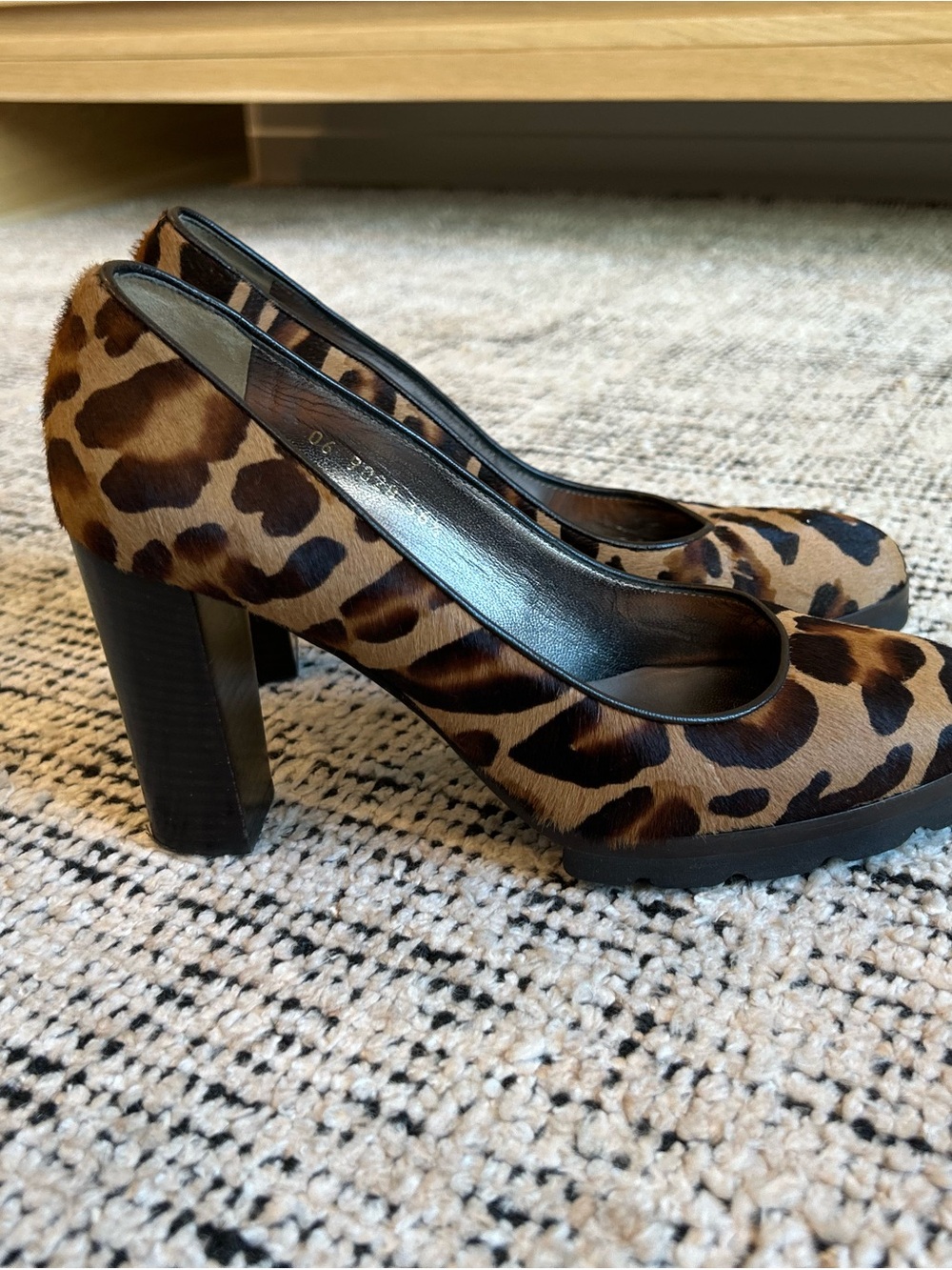 Walter Steiger Leopard Print Block Heel Pumps - Black & Brown